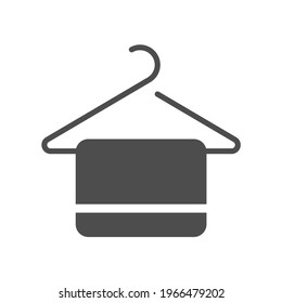 towel on hanger silhouette vector icon isolated on white background. towel on hanger icon for web, mobile apps, ui design and print