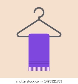 Towel on a hanger vector illustration, simple flat design.