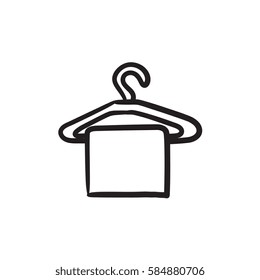 Towel on hanger vector sketch icon isolated on background. Hand drawn Towel on hanger icon. Towel on hanger sketch icon for infographic, website or app.