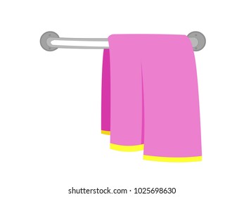 Towel on Towel Holder - Cartoon Vector Image
