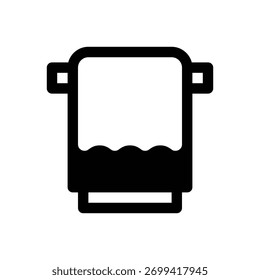 Towel. Outlined stroke vector icon with black-filled details.