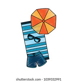 towel parasol trunks glasses beach icon image 
