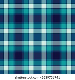 Towel plaid pattern texture, robe fabric textile vector. Halloween seamless background tartan check in cyan and blue colors palette.