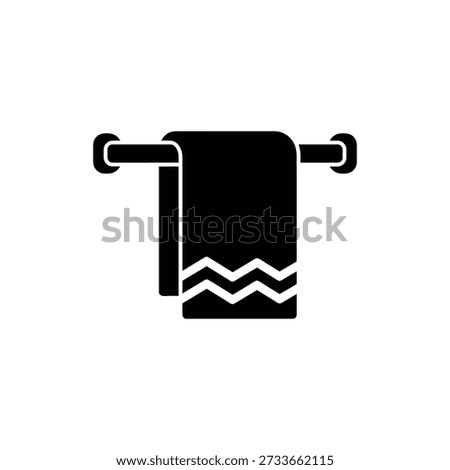 Towel Rack Icon Bathroom Linen Symbol - Minimal Vector , Glyph Style, UI UX App Web Design, Wellness Nature Spa Branding Icon