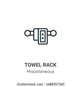 Towel rack outline vector icon. Thin line black towel rack icon, flat vector simple element illustration from editable miscellaneous concept isolated stroke on white background