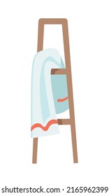 Towel Rack Semi Flat Color Vector Object. Full Sized Item On White. Wipe Hands. Bathroom Arrangement. Hygiene Simple Cartoon Style Illustration For Web Graphic Design And Animation