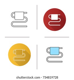 Towel rail icon. Flat design, linear and color styles. Isolated vector illustrations