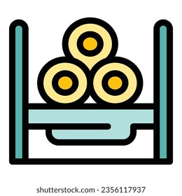 Towel roll icon outline vector. Blanket cloth. Bath hand color flat