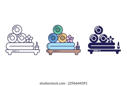 Towel Roll line and solid illustration icon