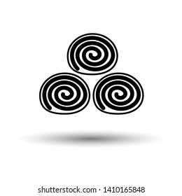 Towel Rolls Icon. Black on White Background With Shadow. Vector Illustration.