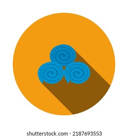 Towel Rolls Icon. Flat Circle Stencil Design With Long Shadow. Vector Illustration.