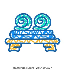 towel sauna doodle icon sketch vector. towel sauna sign. isolated symbol illustration