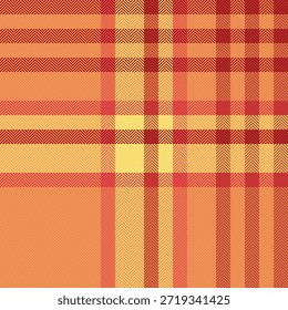 Textura de tela sin costuras de toalla, patrón de Vector de tartán comercial. Tejido de fondo de Escocia a cuadros en la paleta de colores naranja y rojo.