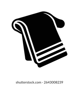Towel Silhouette Icon on White Background – Hygiene, Spa, and Bathroom Accessory Symbol

