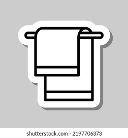 Towel simple icon vector. Flat design. Sticker with shadow on gray background.ai
