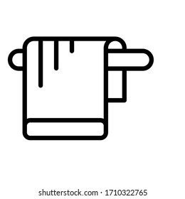 Towel and Stand Design, personal hygiene item, Round Square Stainless Steel Terry Towel Rod Concept Vector Icon, Bathroom Accessories on white background, 