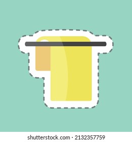 Towel Sticker in trendy line cut isolated on blue background