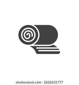 Toalha com listras ícone vetor. sinal plano preenchido para conceito móvel e web design. Ícone de glifo de toalha de praia laminado. Símbolo, ilustração de logotipo. Gráficos vetoriais