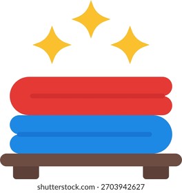 Design de vetor de toalha em estilo moderno, conforto do quarto de hotel e conceito de serviço de higiene do hóspede, ilustração de hospitalidade. Ícone Simples