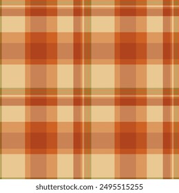Towel vector fabric pattern, intricate textile texture seamless. Cowboy plaid tartan background check in orange and amber colors palette.