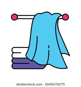 Vetor de toalha Ícone de estilo de ilustração de contorno preenchido. Arquivo EPS 10 
