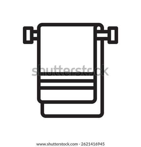 Towel Vector for Hotel Bathroom and Spa Amenities. Soft towel illustration. Guest comfort and room supply icon. Line Icon