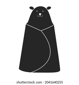Handtuch, Vektorsymbol.Schwarz, Vektorsymbol einzeln auf weißem Hintergrund, Handtuch.