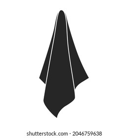 Icono del vector de toalla.Icono del vector negro aislado en toalla de fondo blanca.