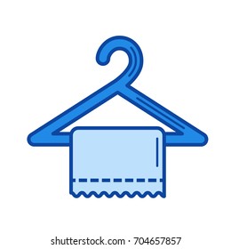 Towel vector line icon isolated on white background. Towel line icon for infographic, website or app. Blue icon designed on a grid system.