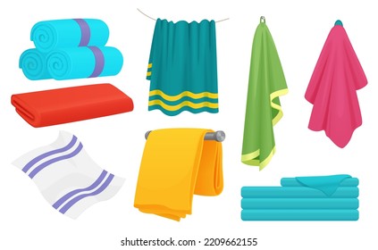 Towels for bath set cartoon vector illustration