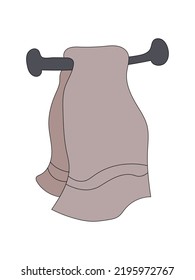 Towels in the bathroom drying on a white background. Vector
