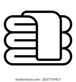 Towels icon flat line style illustration representing bath and spa essentials, suitable for wellness, hospitality, and personal care projects