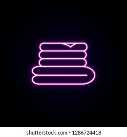 towels icon in neon style. Simple glyph vector of Ban set for UI and UX, website or mobile application on dark gradient background