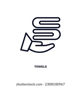 towels icon. Thin line towels icon from hotel and restaurant collection. Outline vector isolated on white background. Editable towels symbol can be used web and mobile