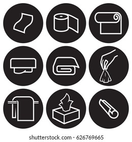 Towels icons set. White on a black background