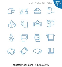 Towels and napkins related icons. Editable stroke. Thin vector icon set