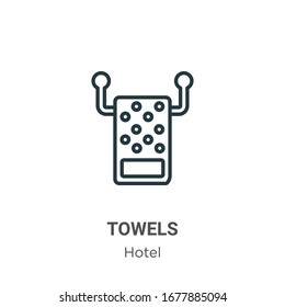 Towels outline vector icon. Thin line black towels icon, flat vector simple element illustration from editable hotel concept isolated stroke on white background