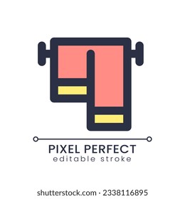 Towels pixel perfect RGB color ui icon. Hotel bathroom. Hygiene. Bathroom. Simple filled line element. GUI, UX design for mobile app. Vector isolated pictogram. Editable stroke. Poppins font used