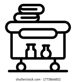 Towels at the spa table icon. Outline towels at the spa table vector icon for web design isolated on white background