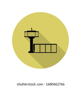 tower at the airport long shadow icon. Simple glyph, flat vector of Airport icons for ui and ux, website or mobile application