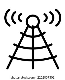 Línea de iconos de Internet de la antena de la torre