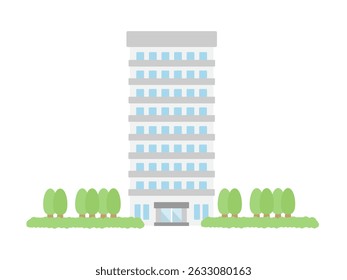 Tower apartment high-rise building building illustration material