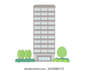 Tower apartment high-rise building building illustration material