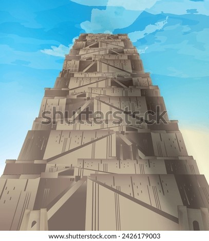 The tower of Babel. Genesis 11. Biblical vector illustration. 