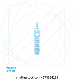 The tower of big Ben  icon. Vector design.