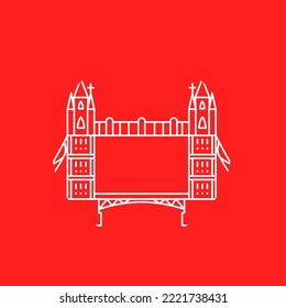 Tower Bridge Circle. Vector Illustration of Outline Building Travel Architecture Symbol.