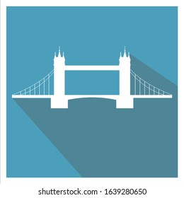 Tower Bridge flat icon - historic architecture landmark of London, United Kingdom. Famous England tourist attraction and thames connection road - isolated vector illustration.