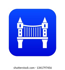 Tower bridge icon blue vector isolated on white background