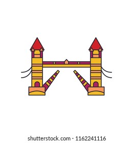 Tower bridge icon. Cartoon tower bridge vector icon for web design isolated on white background