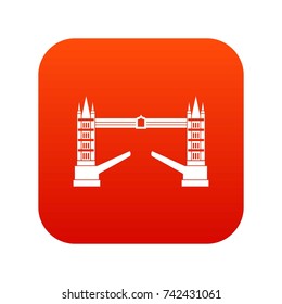 Tower bridge icon digital red for any design isolated on white vector illustration